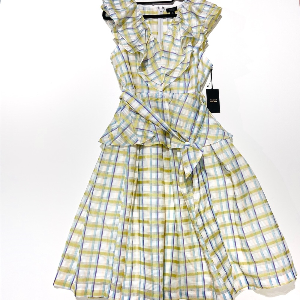 Halogen X Atlantic-Pacific Bow Plaid Ruffle Dress - Picture 2 of 7